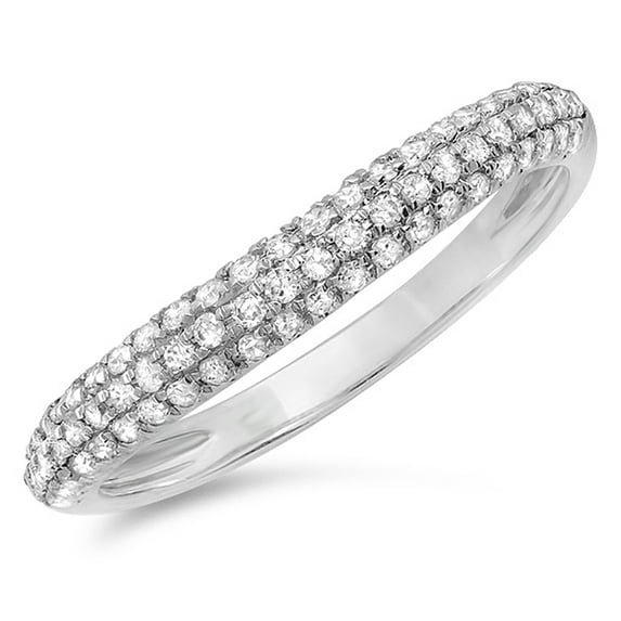 Dazzlingrock Collection 0.40 Carat (ctw) 14K White Diamond Ladies Curved Wedding Stackable Ring 2/5 CT, White Gold, Size 5.5