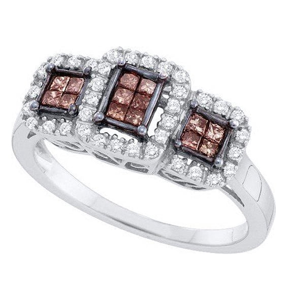 Dazzlingrock Collection 0.40 Carat (ctw) 14k Cognac & White Diamond Bridal Engagement Invisible Ring, White Gold