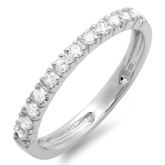 Dazzlingrock Collection 0.40 Carat (ctw) 18K Round Diamond Anniversary Wedding Ring Stackable Band, White Gold, Size 6