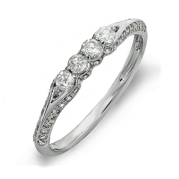Dazzlingrock Collection 0.40 Carat (ctw) 18K Round Diamond Ladies Anniversary Wedding Stackable Ring, White Gold, Size 8.5