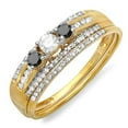 thumbnail image 1 of Dazzlingrock Collection 0.40 Carat (ctw) 18k Black And White Diamond 3 Stone Bridal Ring Engagement Set, Yellow Gold, Size 6, 1 of 1