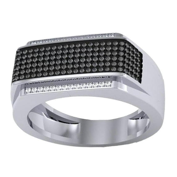 Dazzlingrock Collection 0.40 Carat (ctw) Sterling Silver Round Black & White Diamond Men's Flashy Hip Hop Pinky Ring, Size 11.5