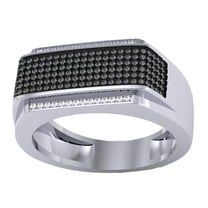 Dazzlingrock Collection 0.40 Carat (ctw) Sterling Silver Round Black & White Diamond Men's Flashy Hip Hop Pinky Ring, Size 13