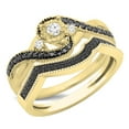 thumbnail image 1 of Dazzlingrock Collection 0.45 Carat (ctw) 10K Black & White Diamond 3 Stone Engagement Ring Set 1/2 CT, Yellow Gold, Size 9, 1 of 1