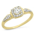 thumbnail image 1 of Dazzlingrock Collection 0.45 Carat (ctw) 10K Round White Diamond Halo Style Bridal Engagement Ring 1/2 CT, Yellow Gold, Size 8, 1 of 1