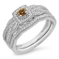 thumbnail image 1 of Dazzlingrock Collection 0.45 Carat (ctw) 10K White & Champagne Diamond Halo Engagement Ring Set 1/2 CT, White Gold, Size 7, 1 of 1