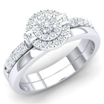 Dazzlingrock Collection 0.45 Carat (ctw) 10K White Diamond Ladies Bridal Halo Engagement Ring Set 1/2 CT, White Gold, Size 6