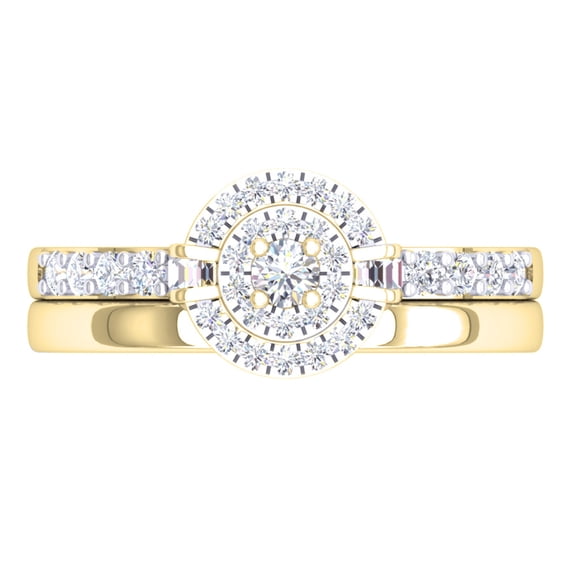 Dazzlingrock Collection 0.45 Carat (ctw) 10K White Diamond Ladies Bridal Halo Engagement Ring Set 1/2 CT, Yellow Gold, Size 6.5
