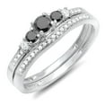 thumbnail image 1 of Dazzlingrock Collection 0.45 Carat (ctw) 10k Round Black & White Diamond Ladies 5 Stone Engagement Ring Set, White Gold, Size 5.5, 1 of 1