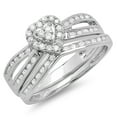thumbnail image 1 of Dazzlingrock Collection 0.45 Carat (ctw) 10k Round Diamond Ladies Split Shank Heart Shaped Bridal Engagement Ring Matching Band Set 1/2 CT, White Gold, Size 6, 1 of 1