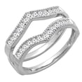 thumbnail image 1 of Dazzlingrock Collection 0.45 Carat (ctw) 10k Round Diamond Millgrain Anniversary Guard Double Band 1/2 CT, White Gold, Size 8.5, 1 of 7