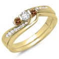 thumbnail image 1 of Dazzlingrock Collection 0.45 Carat (ctw) 14K Champagne & White Diamond 3 Stone Engagement Ring Set 1/2 CT, Yellow Gold, Size 9.5, 1 of 1