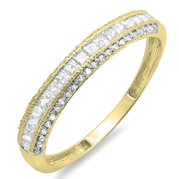 Dazzlingrock Collection 0.45 Carat (ctw) 14K Diamond Ladies Wedding Matching Band Stackable Ring, Yellow Gold, Size 4