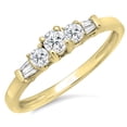 thumbnail image 1 of Dazzlingrock Collection 0.45 Carat (ctw) 14K Round & Baguette Cut Diamond 3 Stone Engagement Bridal Ring, Yellow Gold, Size 9, 1 of 1