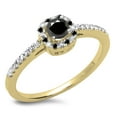 thumbnail image 1 of Dazzlingrock Collection 0.45 Carat (ctw) 14K Round Black & White Diamond Halo Engagement Ring 1/2 CT, Yellow Gold, Size 4, 1 of 1