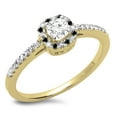 thumbnail image 1 of Dazzlingrock Collection 0.45 Carat (ctw) 14K Round Black & White Diamond Halo Engagement Ring 1/2 CT, Yellow Gold, Size 7.5, 1 of 1