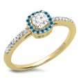 thumbnail image 1 of Dazzlingrock Collection 0.45 Carat (ctw) 14K Round Blue & White Diamond Halo Engagement Ring 1/2 CT, Yellow Gold, Size 8, 1 of 1