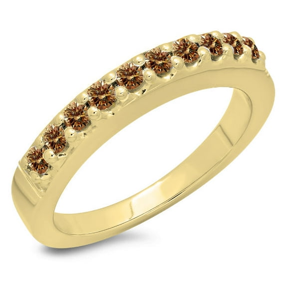 Dazzlingrock Collection 0.45 Carat (ctw) 14K Round Cut Champagne Diamond Wedding Stackable Band 1/2 CT, Yellow Gold, Size 10