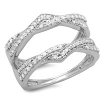 Dazzlingrock Collection 0.45 Carat (ctw) 14K Round Cut Diamond Wedding Swirl Enhancer Guard Ring 1/2 CT, White Gold, Size 6.5