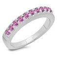 thumbnail image 1 of Dazzlingrock Collection 0.45 Carat (ctw) 14K Round Cut Pink Sapphire Ladies Wedding Stackable Band 1/2 CT, White Gold, Size 4, 1 of 1