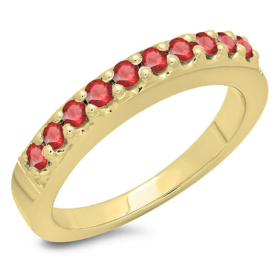 Dazzlingrock Collection 0.45 Carat (ctw) 14K Round Cut Ruby Ladies Wedding Stackable Band 1/2 CT, Yellow Gold, Size 4