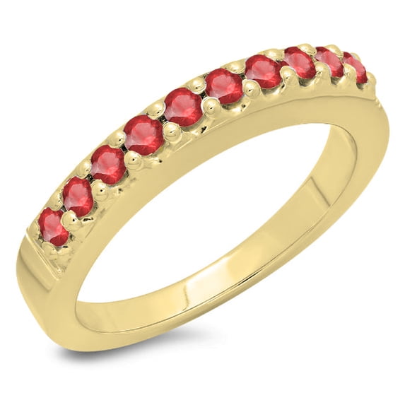 Dazzlingrock Collection 0.45 Carat (ctw) 14K Round Cut Ruby Ladies Wedding Stackable Band 1/2 CT, Yellow Gold, Size 6.5