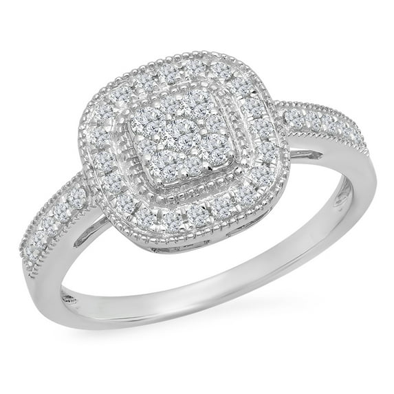 Dazzlingrock Collection 0.45 Carat (ctw) 14K Round Cut White Diamond Cluster Bridals Engagement Ring 1/2, White Gold, Size 9.5