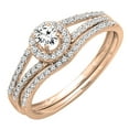 thumbnail image 1 of Dazzlingrock Collection 0.45 Carat (ctw) 14K Round Diamond Bridal Halo Engagement Ring Set 1/2 CT, Rose Gold, Size 5, 1 of 5