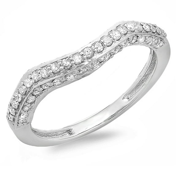 Dazzlingrock Collection 0.45 Carat (ctw) 14K Round Diamond Ladies Contour Wedding Stackable Ring 1/2 CT, White Gold, Size 9.5