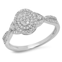 Dazzlingrock Collection 0.45 Carat (ctw) 14K Round Diamond Twisted Cluster Style Engagement Ring 1/2 CT, White Gold, Size 7