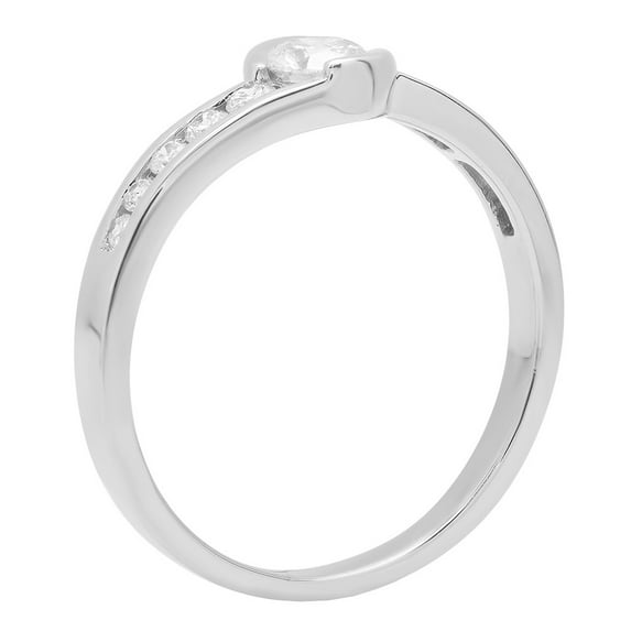 Dazzlingrock Collection 0.45 Carat (ctw) 14K Round White Diamond Bridal Engagement Promise Ring 1/2 CT, White Gold, Size 6