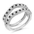 thumbnail image 1 of Dazzlingrock Collection 0.45 Carat (ctw) 14k Black & White Diamond Wedding Millgrain Guard Ring 1/2 CT, White Gold, Size 6, 1 of 1
