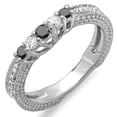 thumbnail image 1 of Dazzlingrock Collection 0.45 Carat (ctw) 14k Round Black And White Diamond Ladies Anniversary Wedding Band Guard Enhancer Ring 1/2 CT, White Gold, 1 of 1