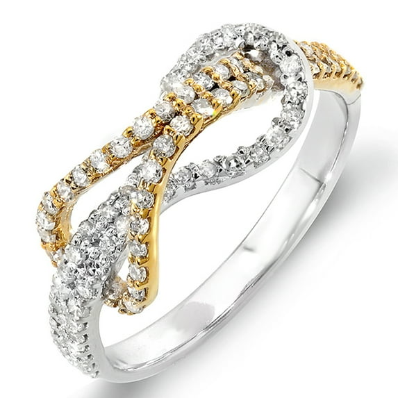 Dazzlingrock Collection 0.45 Carat (ctw) 14k White & Round Diamond Ladies Cocktail Ring 1/2 CT, Yellow Gold, Size 7.5