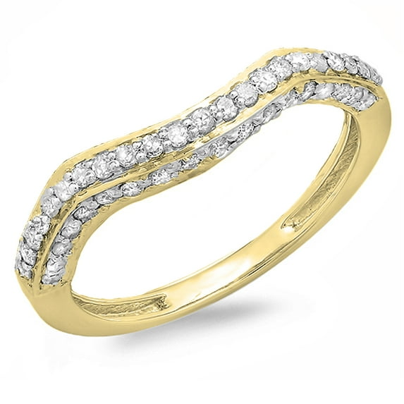 Dazzlingrock Collection 0.45 Carat (ctw) 18K Round Diamond Contour Wedding Stackable Band Ring 1/2 CT, Yellow Gold, Size 5