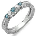thumbnail image 1 of Dazzlingrock Collection 0.45 Carat (ctw) 18k Round Blue & White Diamond Wedding Band Guard Enhancer Ring, White Gold, Size 8, 1 of 1