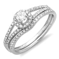 thumbnail image 1 of Dazzlingrock Collection 0.45 Carat (ctw) 18k Round Diamond Ladies Bridal Halo Style Engagement Ring With Wedding Band Set 1/2 CT, White Gold, Size 7.5, 1 of 5
