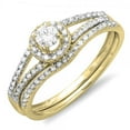 thumbnail image 1 of Dazzlingrock Collection 0.45 Carat (ctw) 18k Round Diamond Ladies Bridal Halo Style Engagement Ring With Wedding Band Set 1/2 CT, Yellow Gold, Size 6, 1 of 1