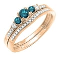 thumbnail image 1 of Dazzlingrock Collection 0.45 Carat (ctw) Round Blue & White Diamond 5 Stone Engagement Ring Set, 14K Rose Gold, Size 6, 1 of 3