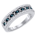 thumbnail image 1 of Dazzlingrock Collection 0.45 Carat (ctw) Round White & Blue Diamond Anniversary Wedding Band for Women in 18K White Gold, Size 8.5, 1 of 3