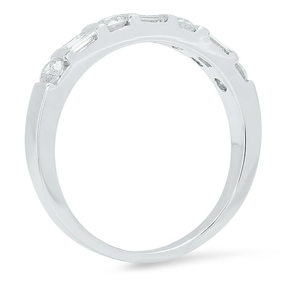 Dazzlingrock Collection 0.47 Carat (Ctw) 14K Round & Baguette Cut White Diamond Wedding Band Ring 1/4 CT, White Gold, Size 10