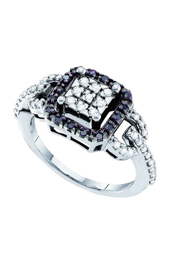Collection 0.48 Carat (ctw) 14k Round Black & White Diamond Ladies Vintage Style Right Hand Ring 1/2 CT, White Gold