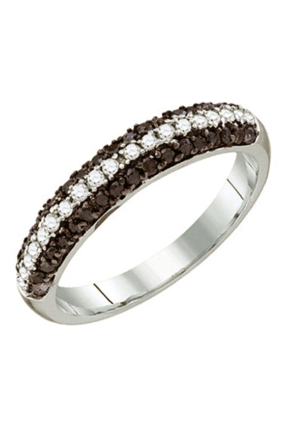 Collection 0.49 Carat (ctw) 10k Round Black & White Diamond Ladies Cocktail Right Hand Ring, White Gold