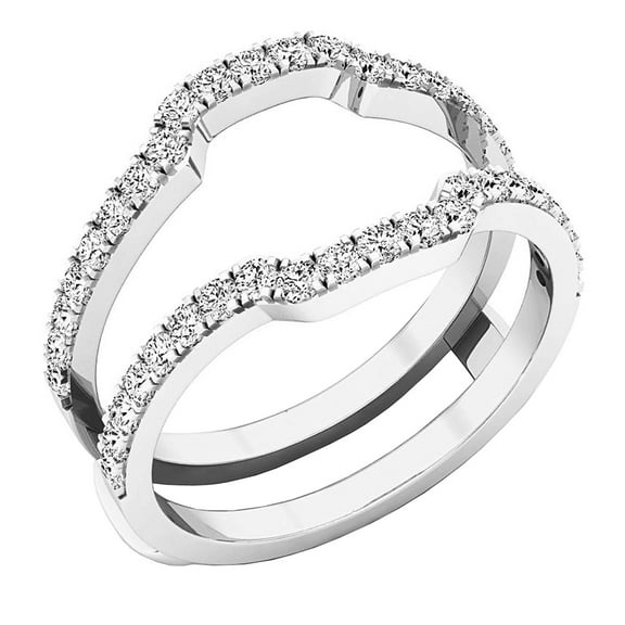 Dazzlingrock Collection 0.50 CT Round Cubic Zirconia Guard Ring for Women, Sterling Silver, Size 6