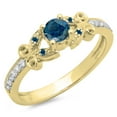 thumbnail image 1 of Dazzlingrock Collection 0.50 Carat (Ctw) 14K Blue & White Diamond Bridal Engagement Ring 1/2 CT, Yellow Gold, Size 10, 1 of 1