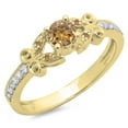 thumbnail image 1 of Dazzlingrock Collection 0.50 Carat (Ctw) 14K Champagne & White Diamond Bridal Engagement Ring 1/2 CT, Yellow Gold, Size 6, 1 of 1