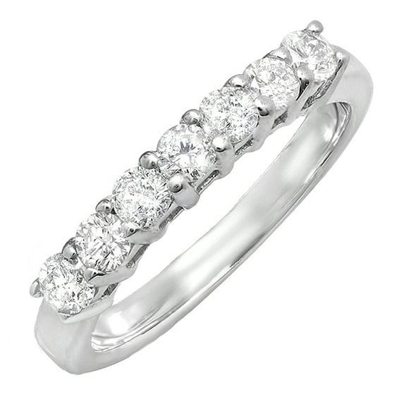 Dazzlingrock Collection 0.50 Carat (Ctw) 14K Round White Diamond Ladies Stackable Anniversary Band 1/2 CT, White Gold, Size 5.5