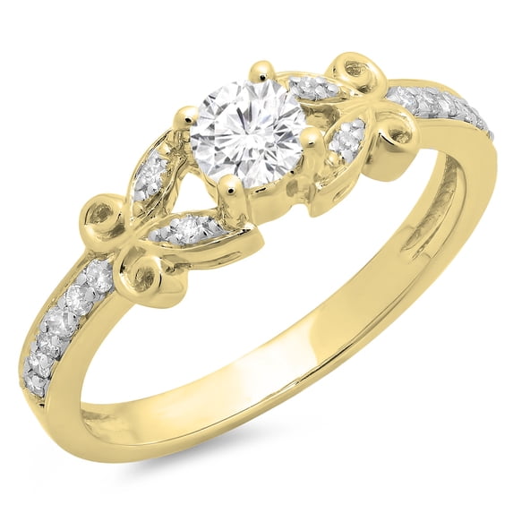 Dazzlingrock Collection 0.50 Carat (Ctw) 14K White Diamond Ladies Vintage Style Engagement Ring 1/2 CT, Yellow Gold, Size 9.5