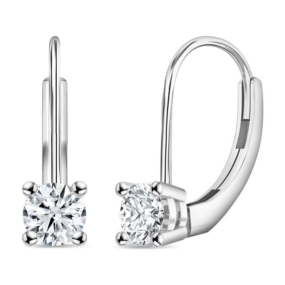 Dazzlingrock Collection 0.50 Carat Round Lab Grown White Diamond Solitaire Lever Back Drop Earrings for Women in 14K Solid White Gold