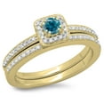 thumbnail image 1 of Dazzlingrock Collection 0.50 Carat (ctw) 10K Blue & White Diamond Bridal Halo Engagement Ring Set 1/2 CT, Yellow Gold, Size 6.5, 1 of 1
